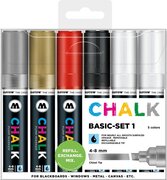 Molotow Krijtstiften set voor krijtbord schoolbord spiegel en glas 4-8mm Basic-Set 1