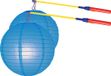 Shoppartners Sint Maarten 2x stuks blauwe lampionnen 25 cm met 2x lampionstokjes
