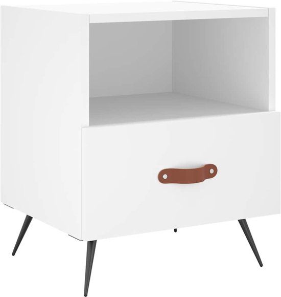 vidaXL Nachtkastje - 40x35x47,5 cm - Bewerkt Hout - Wit