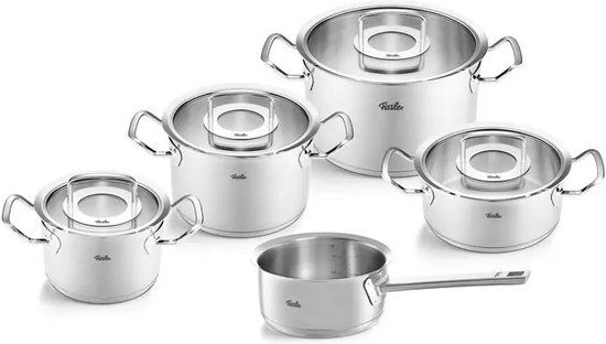 Fissler Original Profi Collection 5-delige pannenset - RVS - Met glazen deksel - Geschikt voor alle warmtebronnen - Vaatwasserbestendig