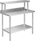 vidaXL Keukenwerktafel met bovenschap 120x60x120 cm roestvrij staal