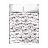 PENSIERI DELICATI Sprei voor tweepersoonsbed, 260 x 280 cm, 100% katoen, patroon Love Love Grey, 100% Made in Italy