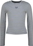 Vingino Basic Stripe Top Meisjes Korte Mouw Modal Katoen Elastaan Dark Blue Maat 140