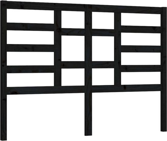 vidaXL Hoofdbord Massief Grenenhout Zwart 146x4x104 cm