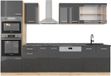 Vicco R-Line Unité de cuisine complète – 300 cm avec armoire haute, WB Anthracite Anthracite brillant/chêne doré