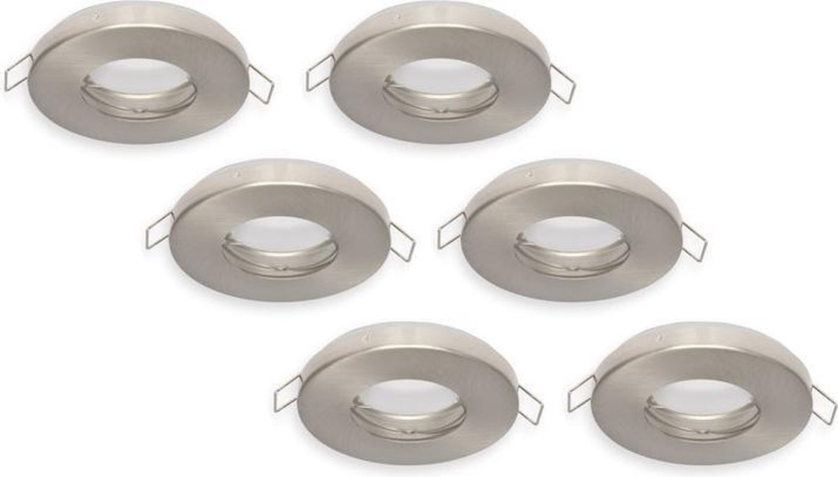 Ledin LED Line Inbouwspot - Rond - Waterdicht IP44 - Satijn - MR16 Fitting - 6-Pack