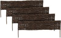 Merkloos Relaxdays Tuinhekje - set van 4 - 20 x 100 cm - wilgentenen - bruin