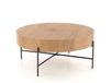 Table basse ronde aspect chêne avec cadre en acier noir 80cm