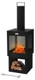 Merkloos Buitenkachel Buitenkachel met rookkanaal - 128 x 40 cm - Zwart staal - Afneembaar dak