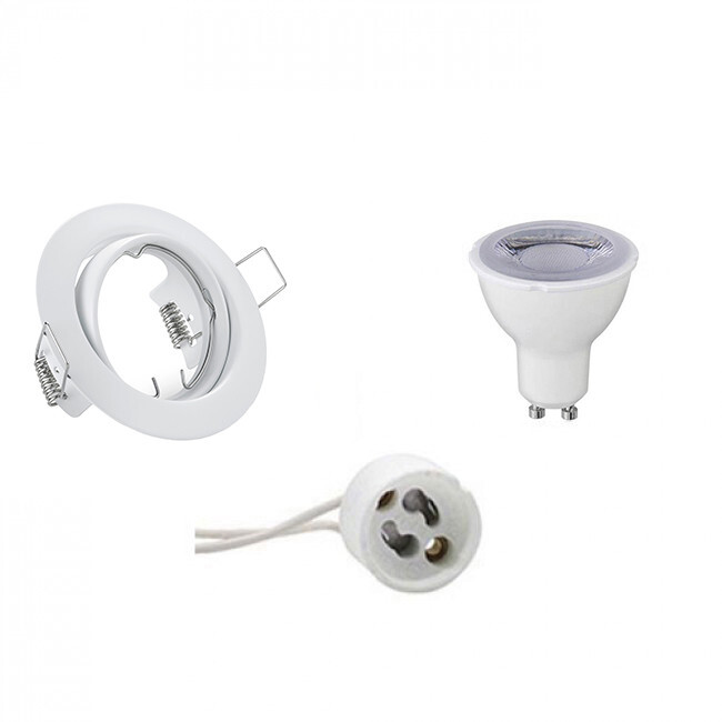 BES LED LED Spot Set - Trion - GU10 Fitting - Dimbaar - Inbouw Rond - Mat Wit - 6W - Warm Wit 3000K - Kantelbaar Ø83mm