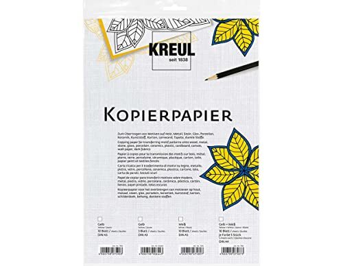 Kreul 90644 - Kopieerpapier, geel, 3 vel, DIN A3, voor het overbrengen van motieven op donkere ondergronden