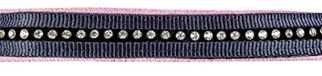 HKM Crystal zacht onderlegd Halster set met karabijn Donkerblauw/Donkerroze Pony