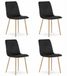Leobert Set van 4 Eetkamerstoelen LAVA - Zwart - Houtlook Metalen Poten - Velvet Bekleding - Industriële Stijl, Max. 110 kg, Ergonomisch Design, Comfortabele Zitting