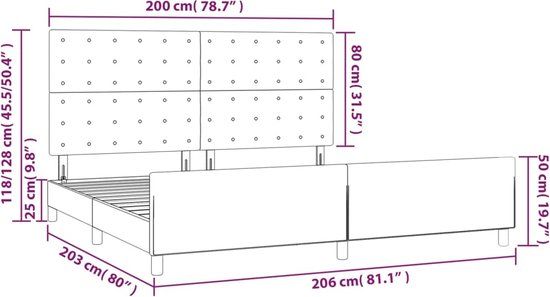 vidaXL Bedframe Stof Taupe 200x200 cm