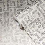A.S. Création GEOMETRISCH STRUCTUUR BEHANG | Used Look - wit zilver