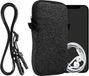 kwmobile Tasje voor smartphones L - 6,5" - Hoesje van neopreen in antraciet / wit - Phone case met nekkoord