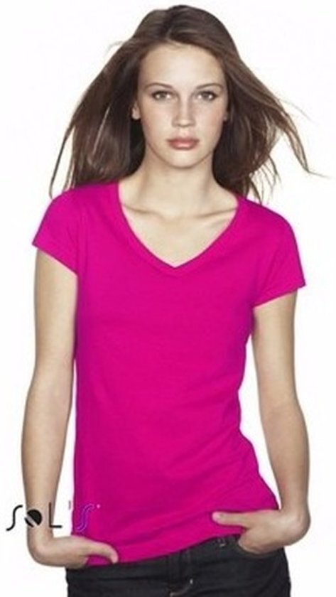 Sol?'s Dames t-shirt V-hals fuchsia 44 2XL