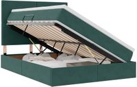 vidaXL LED Opbergbed met Matras Donkergroen 140 x 200 cm Fluweel
