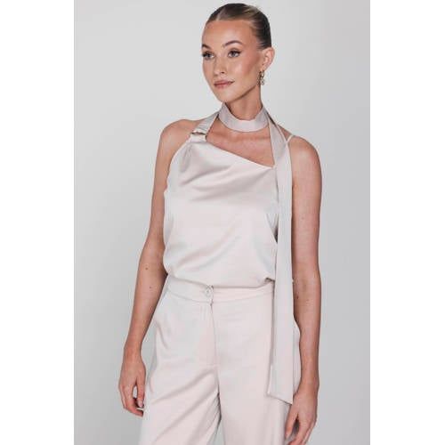 Accentil Satijnen Mouwloze Top Beige