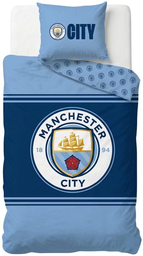 4KidsOnly Manchester City Dekbedovertrek - 140 x 200 cm - Polyester - Blauw