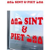Sint en Piet Sint en Piet sticker autocollante rouge 180 x 28 cm - Sinterklaas décoration de fête/décoration de fenêtre