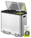 Poubelle à pédale pour le tri des déchets - 2 compartiments 30 + 15 litres - Inox - Avec couvercle à fermeture douce
