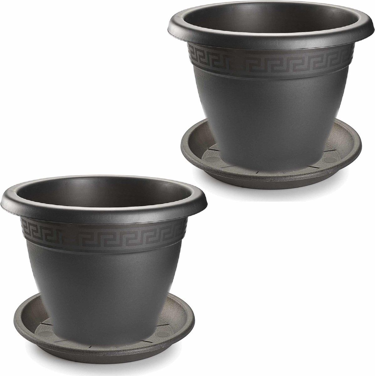 Forte Plastics Bloempotten - 3 stuks - Antraciet Grijs - Rond - Ø 40 cm