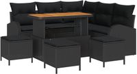 vidaXL Tuinbank - Set - 8-delig - Zwart - Polywood