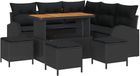 vidaXL Banc de jardin - Set - 8 pièces - Noir - Polywood