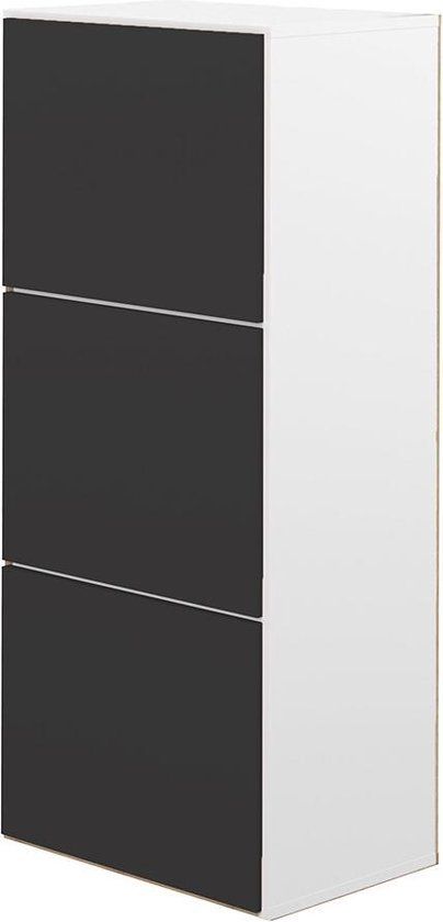 Schoenenkast Amalia Wit - Zwart - 12 paar schoenen - Hout - Modern