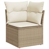 vidaXL 11-delige Tuinset met Kussens, Poly Rattan, Beige