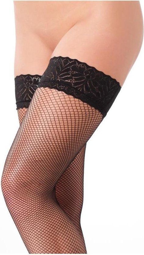 Rimba Amorable - Erotische Kousen - Hold-up Visnet Kousen - Zwart - One Size
