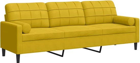 vidaXL 3-zitsbank met sierkussens 210 cm fluweel geel