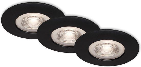 Briloner Lichten - LED Inbouwlampen Set van 3 - Zwart - Ø9cm - 3000K - IP44