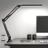 Lampe de bureau LED avec pince, réglable, 3 modes d'éclairage, 10 niveaux de luminosité, noir