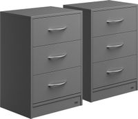 Casaria Nachtkastje Eloise Set van 2 - 3 Lades 54x39x28cm - Antraciet