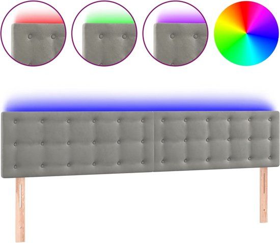 vidaXL Hoofdbord LED 160x5x78/88 cm Fluweel Lichtgrijs