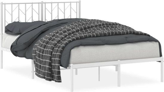 vidaXL Bedframe met hoofdbord metaal wit 120x200 cm