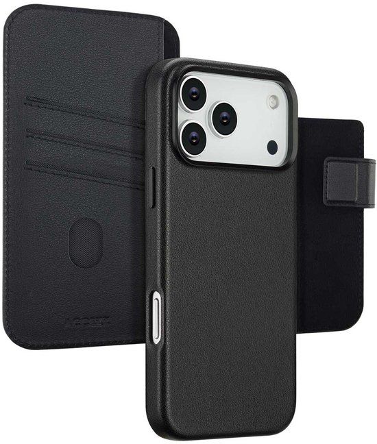 Accezz Leather Bookcase 2-in-1 met MagSafe voor Apple iPhone 17 Pro Max - Zwart