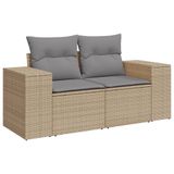 vidaXL 10-delige Loungeset met Kussens Poly Rattan Beige