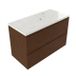 Saniclass Holz Pure Badkamermeubelset - 100x45x63cm - Dia marmeren wastafelblad gepolijst (wit) - 1 kraangat - 2 lades - mat walnut pure (hout) SW1420789/SW728218