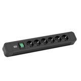 Bachmann PRIMO2 stekkerdoos 6x geaard contact, aluminium, met schakelaar, zwart, 2 m