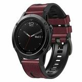 By Qubix Qubix - 22mm Quickfit Leer + Siliconen Bandje - Bordeaux - Garmin Approach S60 & S62 / Instinct / Instinct 2 (Solar)
