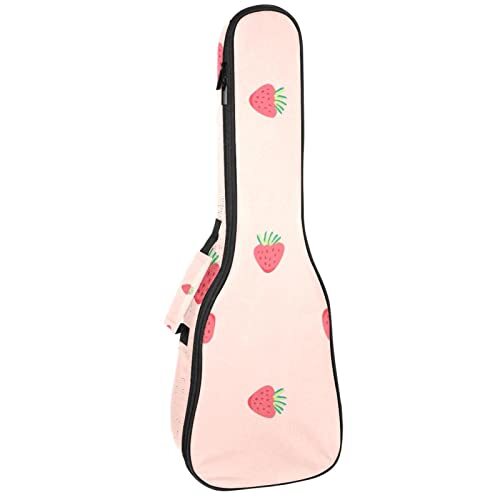 UEKWLOSDN Mini Aardbei Sopraan Ukelele Case Tenor Ukelele Tas voor Volwassenen Ukelele Cover met Verstelbare Bandjes Waterdichte Ukelele Gewatteerde Tas