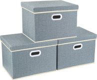 TYEERS Opvouwbare opbergdozen met deksel, 3 stuks, blauw