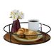 Merkloos Relaxdays Dienblad, Hout en Metaal, Rond, 31 cm, Bruin/Zwart