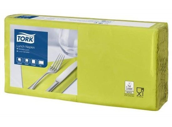 Tork tissue servet 33x33cm 2 lgs 1/4 vouw lime 10x200 477840