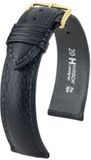 Hirsch Horlogeband - Camelgrain Zwart - Leer - 14mm