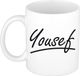 Bellatio Decorations Yousef Naam koffiemok - beker - met sierlijke letters - wit