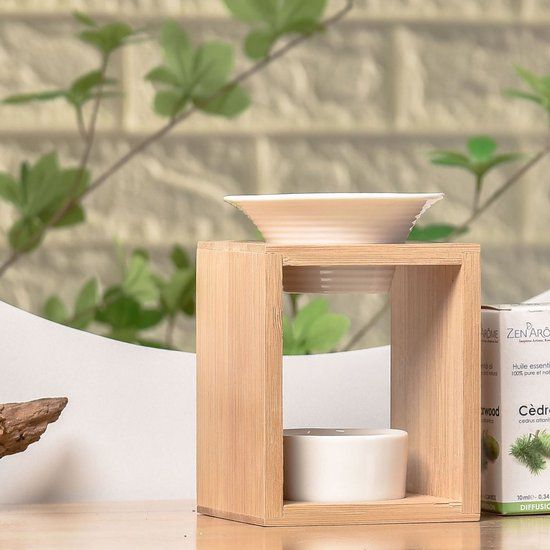 Zen Arôma Arina Waxbrander - Handgemaakt van bamboe en keramiek - Perfect voor etherische oliën